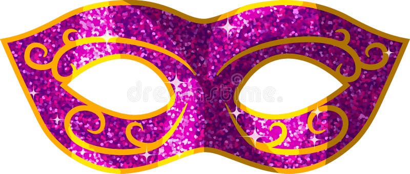 Fioletowy brokat i złota maska imprezowa mardi gras ilustracji