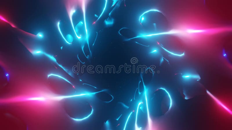 Fioletowy niebieski poświata elektryczna w tunelu spiralnym vj loop 3d tło