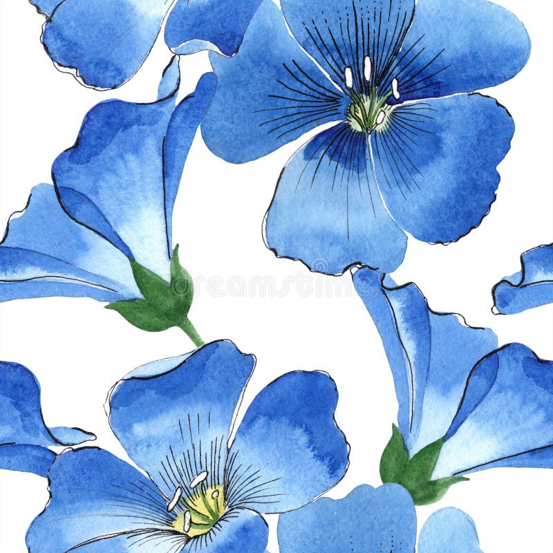 Fiore blu del lino dell'acquerello Fiore botanico floreale Modello senza cuciture del fondo royalty illustrazione gratis Fiore blu del lino dell'acquerello Fiore botanico floreale Modello senza cuciture del fondo royalty illustrazione gratis