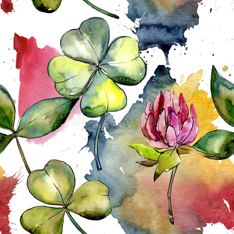 Fiore del trifoglio del Wildflower in un modello di stile dell'acquerello illustrazione di stock Fiore del trifoglio del Wildflower in un modello di stile dell'acquerello illustrazione di stock