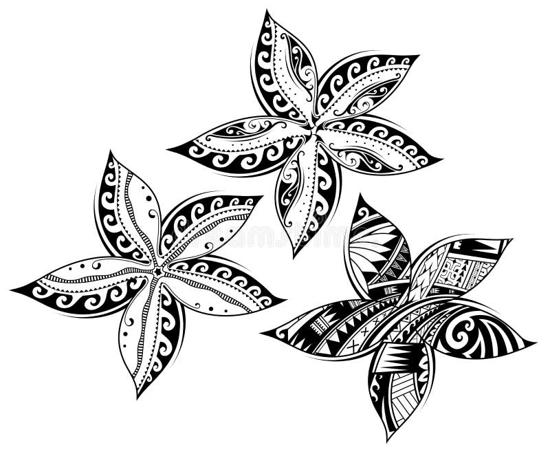 Fiore di plumeria come tatuaggio tribale di stile