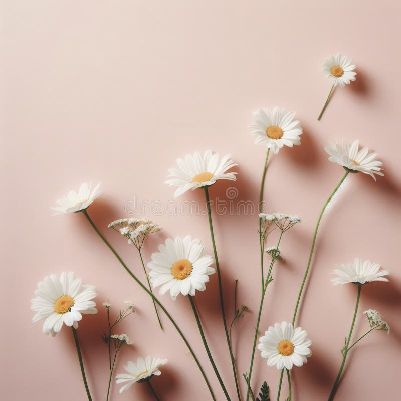 Fiori di margherita sull'immagine generativa rosa illustrazione vettoriale