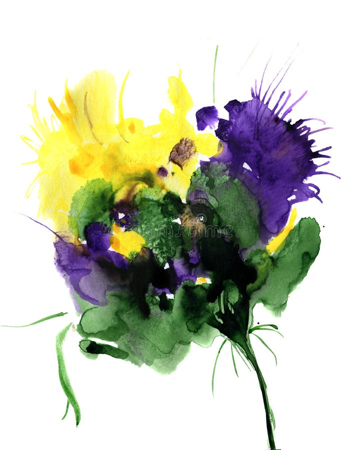 Fiori disegnati a mano di fantasia dell'acquerello Per progettazione, fondo ed il tessuto illustrazione vettoriale Fiori disegnati a mano di fantasia dell'acquerello Per progettazione, fondo ed il tessuto illustrazione vettoriale