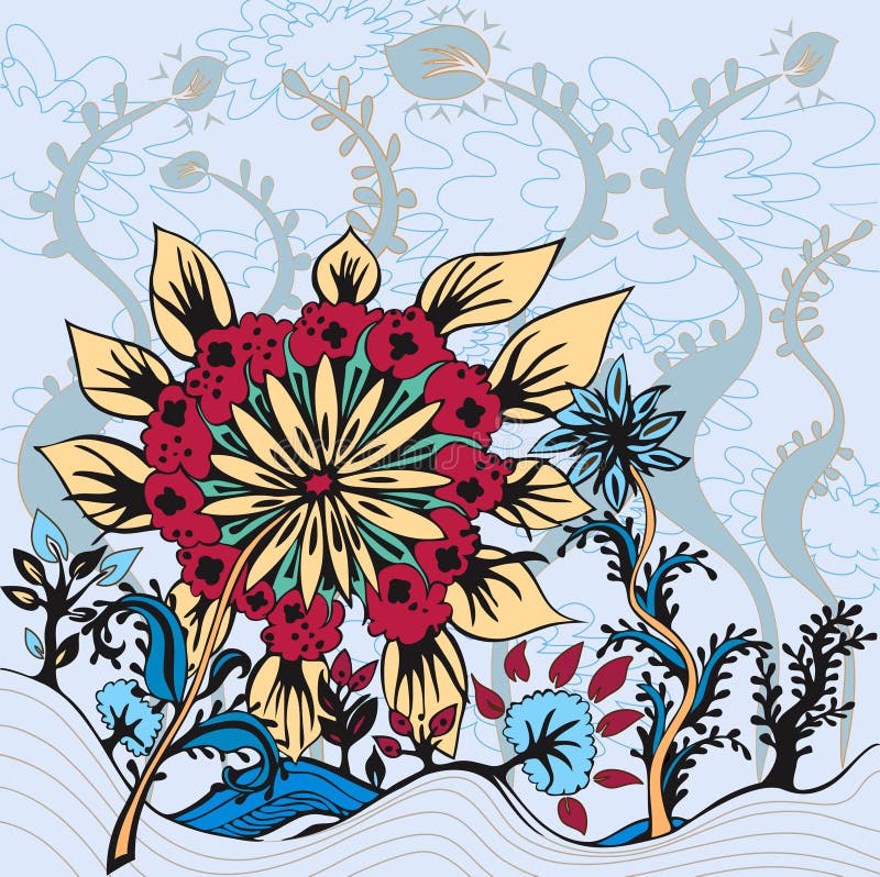 Fiori nel paradiso - paese incantevole royalty illustrazione gratis
