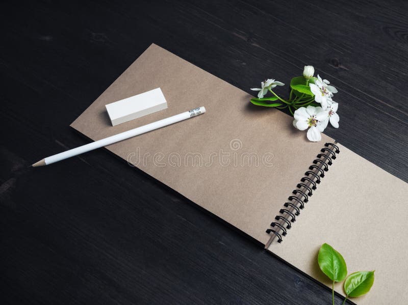 Fiori per la cancellazione di matite per notebook immagini stock libere da diritti