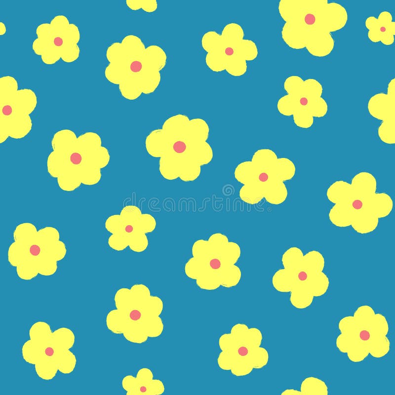 Fiori ripetuti dipinti con la spazzola dell'acquerello Modello senza cuciture floreale sveglio disegnato a mano royalty illustrazione gratis Fiori ripetuti dipinti con la spazzola dell'acquerello Modello senza cuciture floreale sveglio disegnato a mano royalty illustrazione gratis