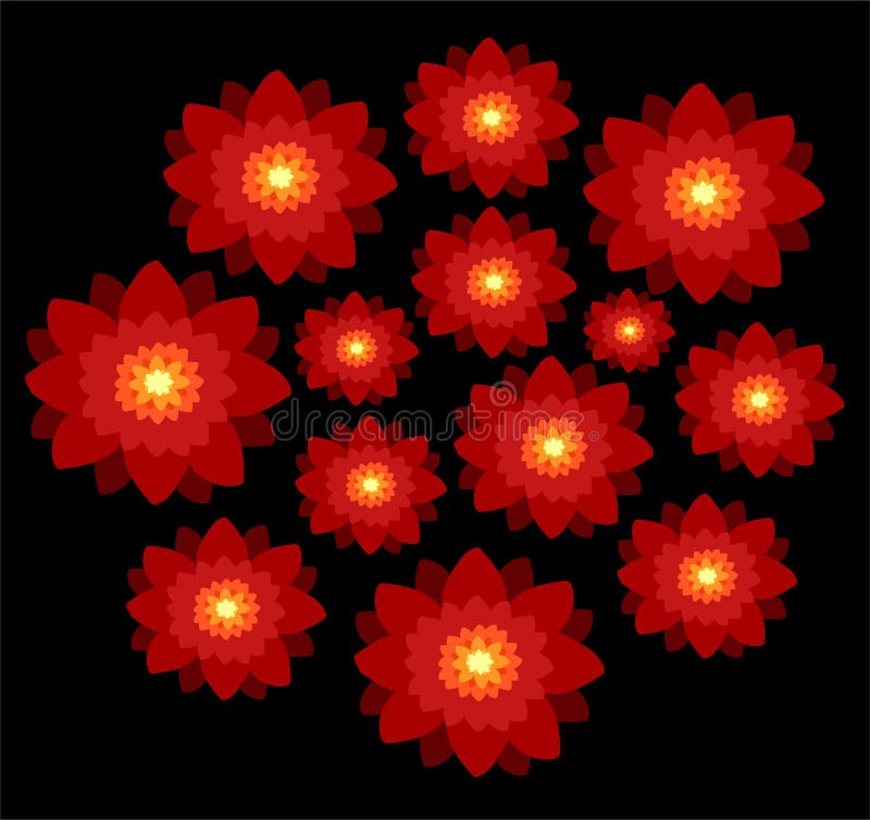 Fiori rossi su priorità bassa nera illustrazione vettoriale Fiori rossi su priorità bassa nera illustrazione vettoriale