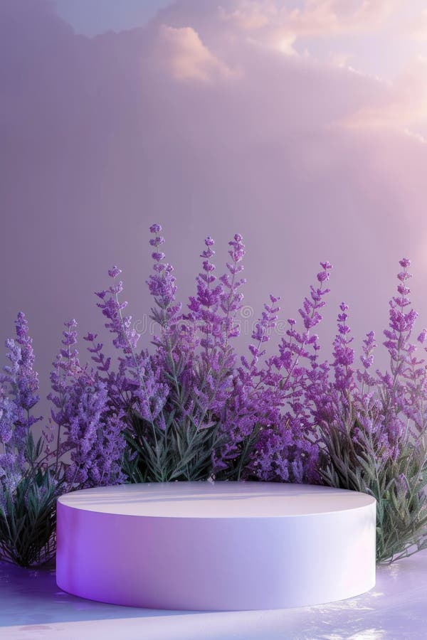 Fiori viola sulla piattaforma bianca fotografie stock