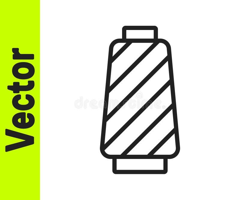 Fir negru de cusut linie pe pictograma spool izolat pe fond alb. fir de păr. bobină fir. vector vector illustration