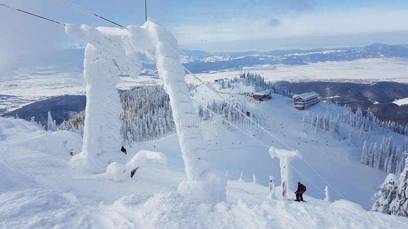 Frozen Snow at ski in Charpatians Montains