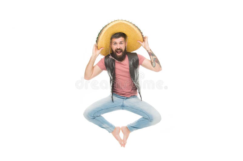 Fira traditionell mexikansk ferie Lycklig gladlynt framsida f?r grabb som har rolig dans och att hoppa Mexicanskt driftigt hum?r fotografering för bildbyråer Fira traditionell mexikansk ferie Lycklig gladlynt framsida f?r grabb som har rolig dans och att hoppa Mexicanskt driftigt hum?r fotografering för bildbyråer