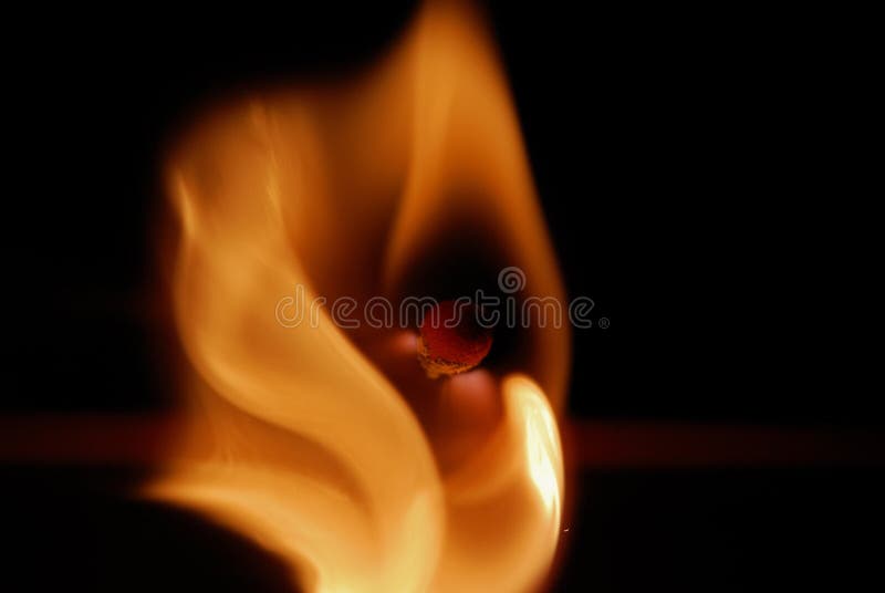 Match on fire with macro lens