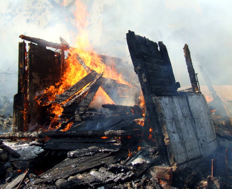 Fire in an abandoned house