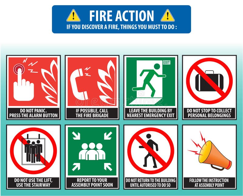 Fire Action Emergency Procedure (evacuation Procedure) Stock