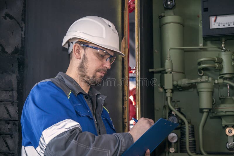 Fire Safety Engineer Checks Fire Extinguishing System at Hazardous