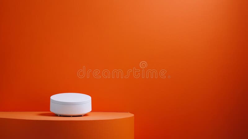 Fire alarm manual system. sleek white heat detector alarm on vibrant orange background, showcasing modern design and functionality royalty free illustration