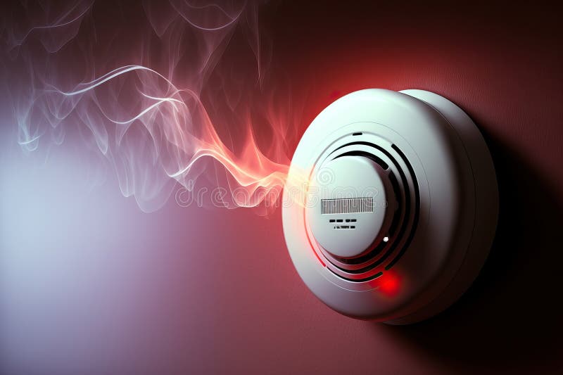 Fire alarm and smoke detector connected and in use with copy space