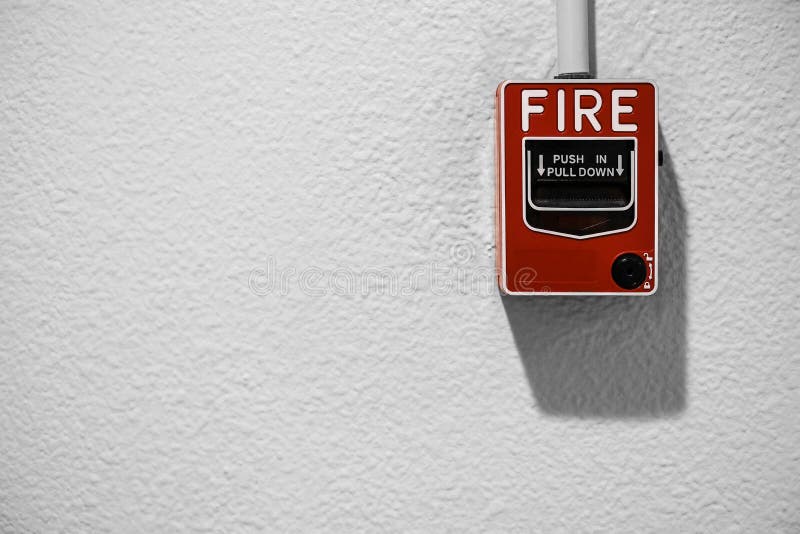 Fire alarm on white wall stock photo. Image of minimalist - 121823382