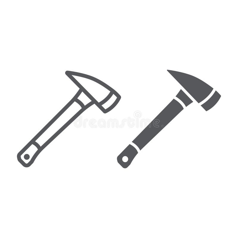 Fire ax line and glyph icon, equipment and blade, firefighter axe sign, vector graphics, a linear pattern on a white background, eps 10.