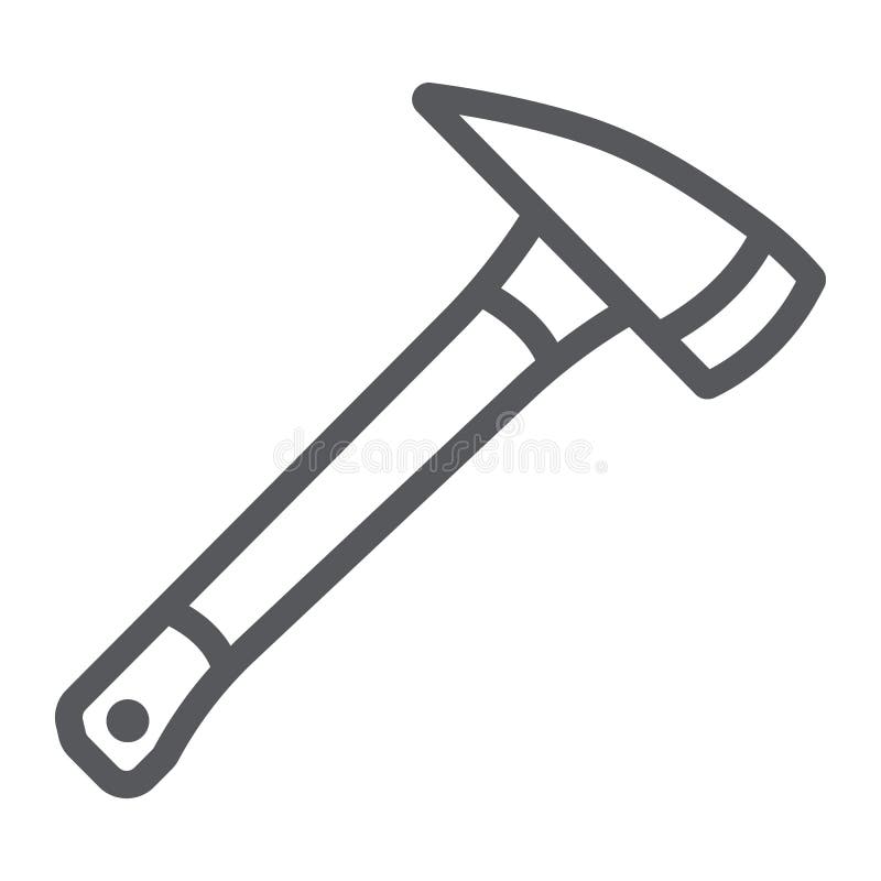 Fire ax line icon, equipment and blade, firefighter axe sign, vector graphics, a linear pattern on a white background, eps 10.