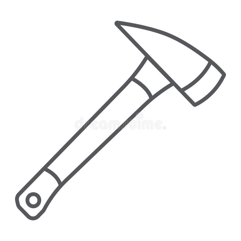 Fire ax thin line icon, equipment and blade, firefighter axe sign, vector graphics, a linear pattern on a white background, eps 10.