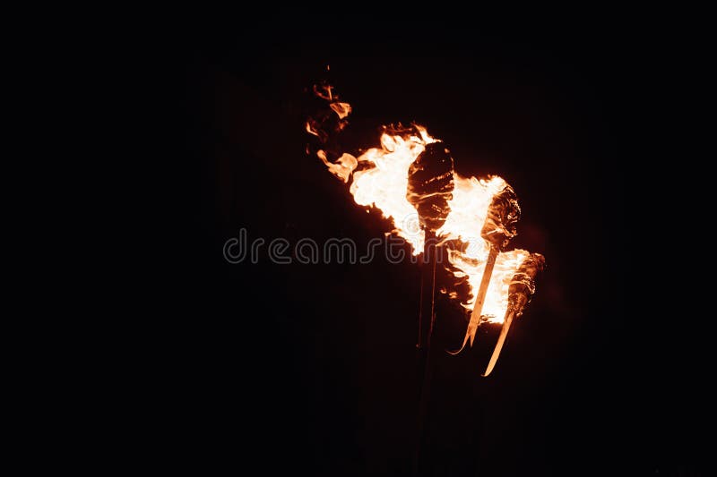 Fire and Burning Torches at Bonfire Celebration, 5th November 2022