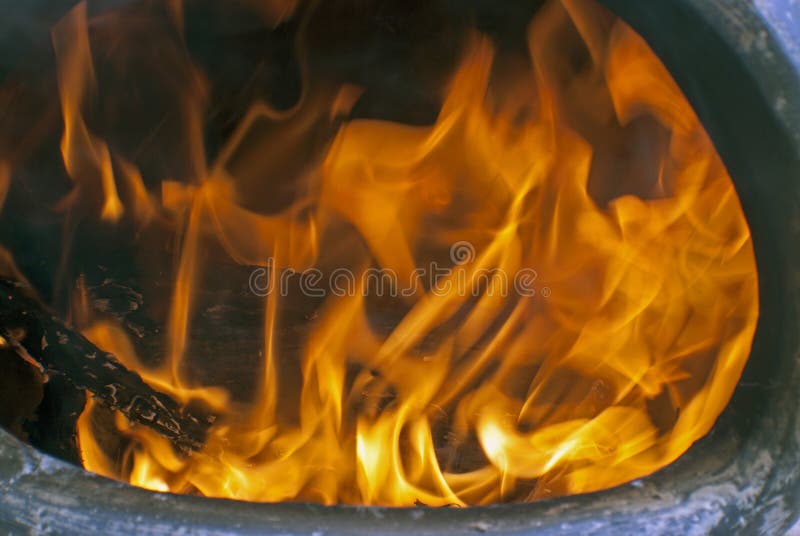 Fire and Coals Close Up in a Chiminea Stock Image - Image of orange ...