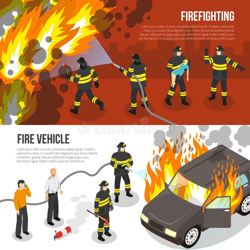 Fire Department Horizontal Banners vector illustration Fire Department Horizontal Banners vector illustration