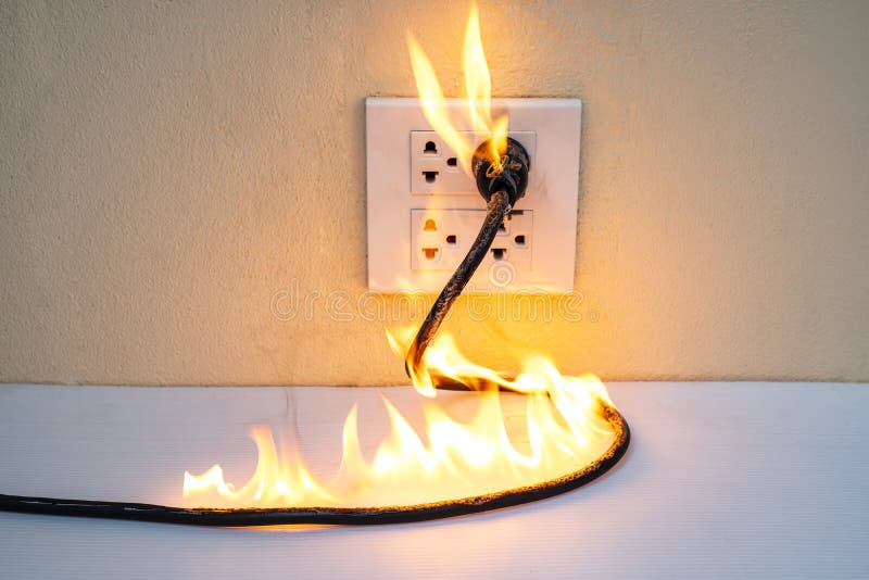 On fire electric wire plug Receptacle wall partition