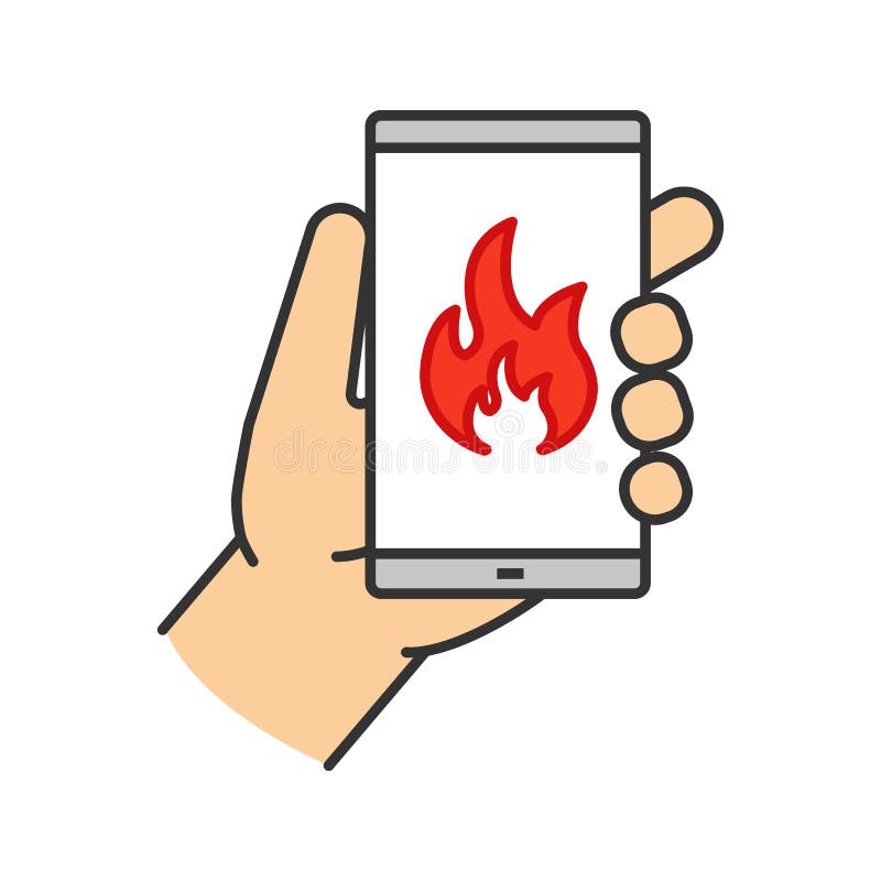 Fire emergency calling color icon stock illustration