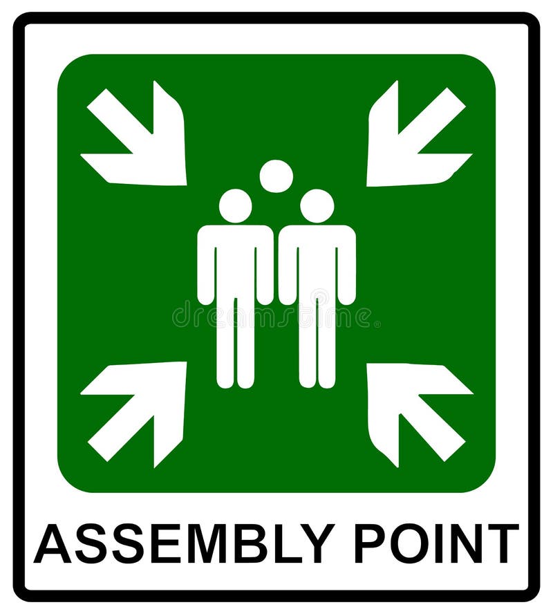 Fire emergency icons. Vector illustration. Fire assembly point.