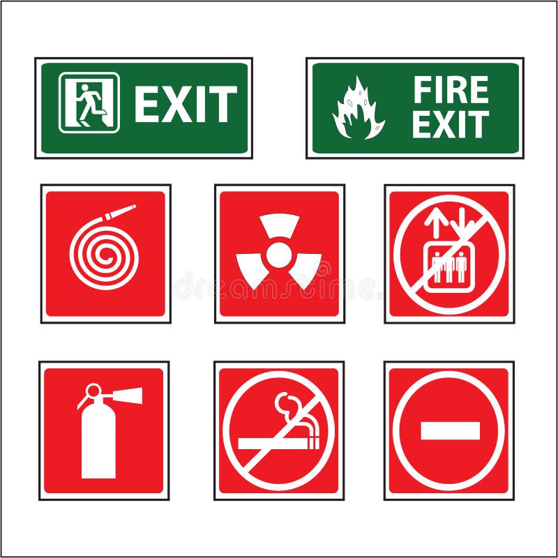 Fire equipment signs vector stock illustration Fire equipment signs vector stock illustration