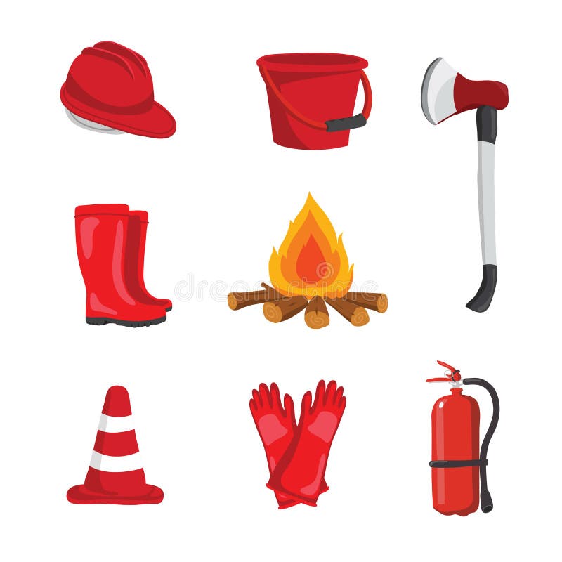 Fire equipment vector collection design.