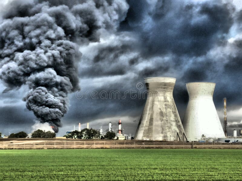 Fire and Explosions in an Oil Refinery Accident Stock Photo Image of