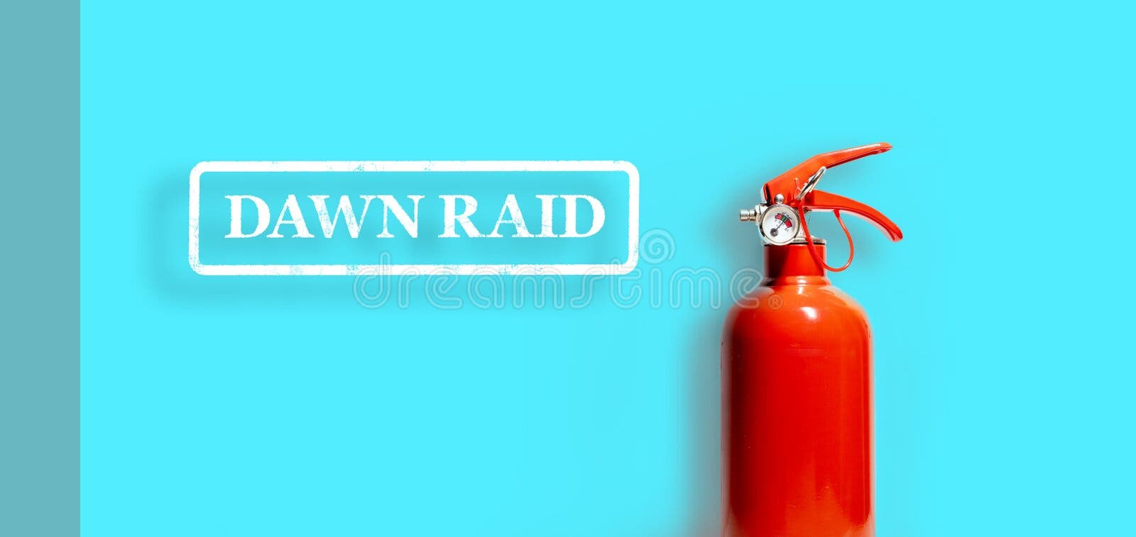 Fire Extinguisher in case of Dawn Raid - Competition and antitrust business law concept banner - Dawn raids lawyers vector illustration Fire Extinguisher in case of Dawn Raid - Competition and antitrust business law concept banner - Dawn raids lawyers vector illustration