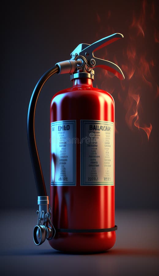 Fire Extinguisher With Flames In Background Fighting Fire With Essential Safety Equipment 