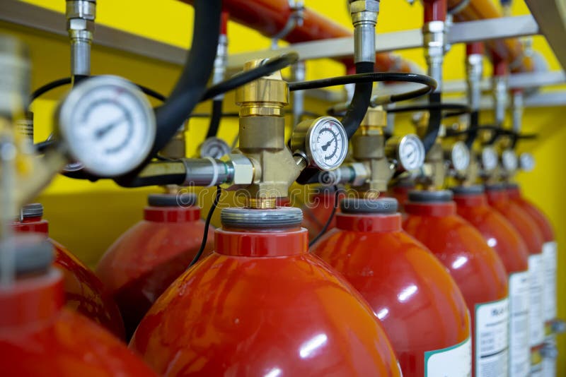 Fire extinguishing system stock photo. Image of heat 244465144