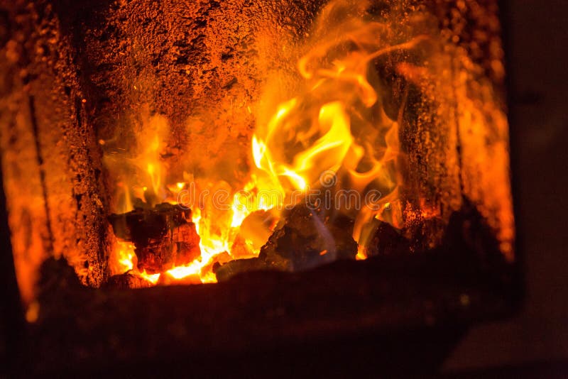 Fire in Fireplace. Close Up of Red Fire in Stove Stock Photo Image of chimney, bonfire 81670344