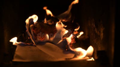 Fire Fireplace in Dark Burning Wood Letters Books Stock Video - Video of  close, destruction: 205655439