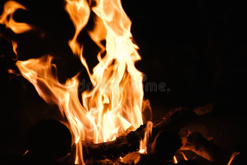 Fire In The Fireplace Note Shallow Depth Of Field Stock Image