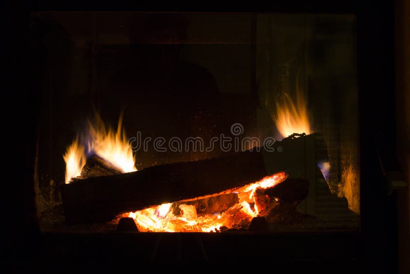 Fire in Fireplace. Warm House. Stock Image Image of normandy, clear