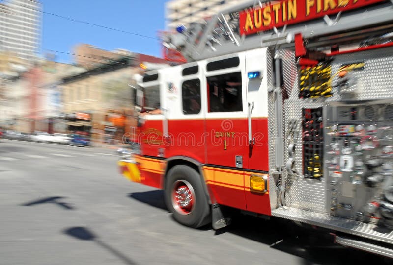 Fire Firetruck on Rush in Austin, TX Stock Image Image of