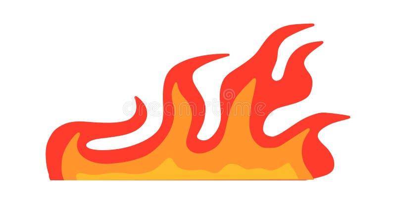 Cartoon Fire Flames Set and Line. Vector Stock Vector