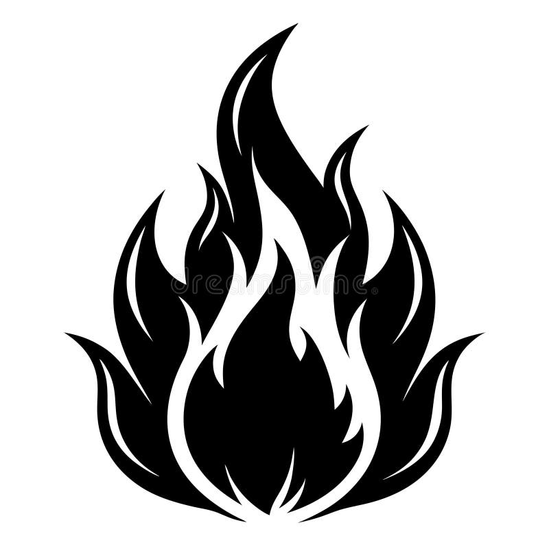 Fire Flame Heat Silhouette Vector Illustration White Background stock illustration