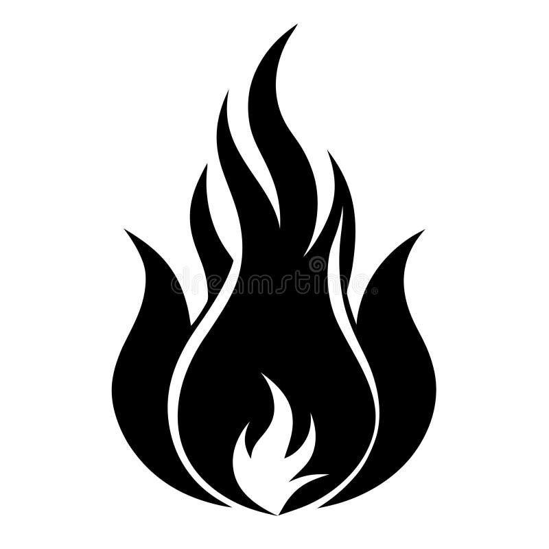 Fire Flame Heat Silhouette Vector Illustration White Background stock illustration