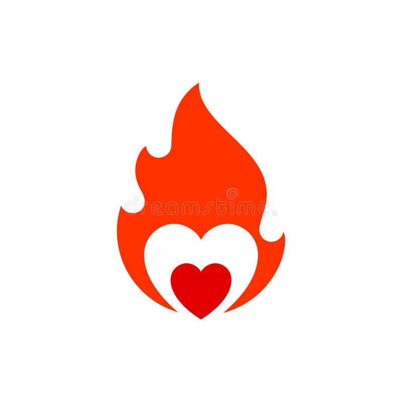 Fire Flame, Hot Heart Symbol, Vector Illustration Stock Illustration ...