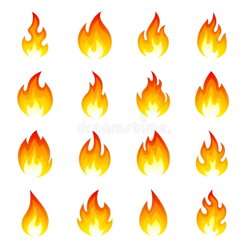 Fire flame icon set