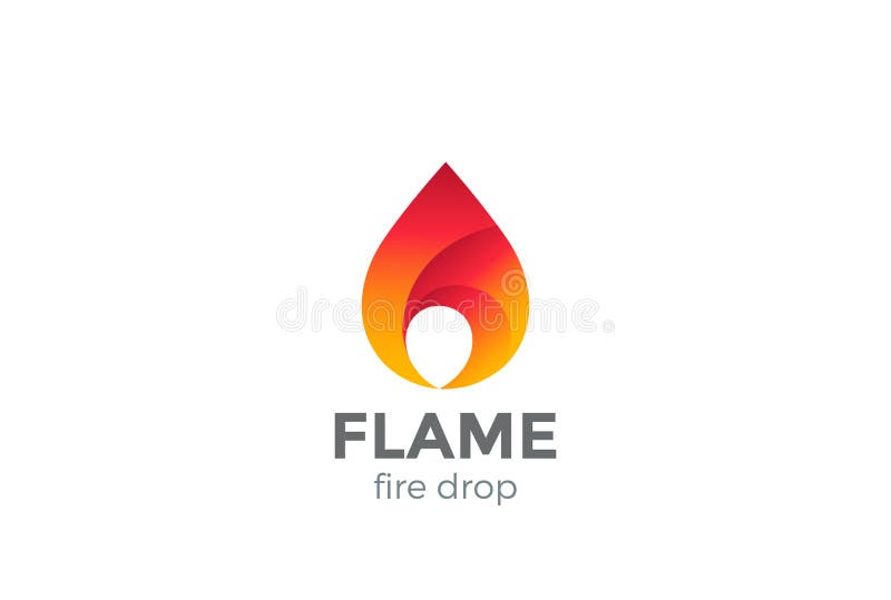 Fire Flame Logo design vector droplet. Red drop royalty free illustration
