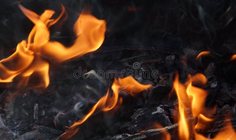 Fire Flame Smoke Embers To Fry on the Street Stock Photo - Image of ...