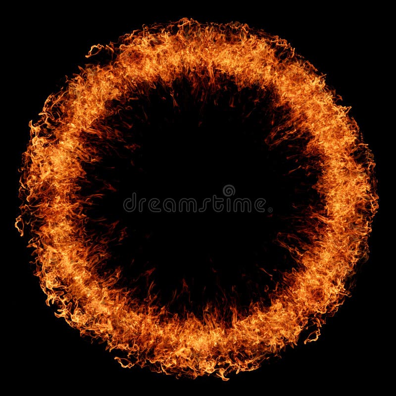 Fire flames on ring. Round frame with burning and sparks. Circular border with glow flame effect. Fire gun blast effects. Shooting concept. Fire for pupil overlay. Fire in eyes concept. Plasma blast stock images, royalty-free photos and pictures